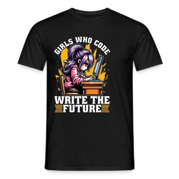 Les codeuses qui codent écrivent le futur développeur - T-shirt homme - noir - Devant - AI Model Male 178 light (178cm)