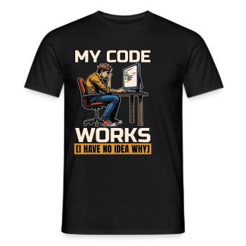 Coder My Code Works I Have No Idea Web Developer - Men's T-Shirt - black - Front - AI Model Male 178 light (178cm)