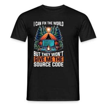 Coder I Can Fix The World Web Developer Coders - Men's T-Shirt - black - Front - AI Model Male 178 light (178cm)