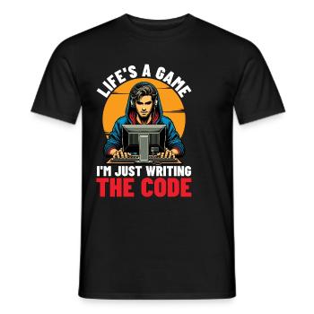 Coder Life's A Game I'm Just Web Developer Coders - Men's T-Shirt - black - Front - AI Model Male 178 light (178cm)