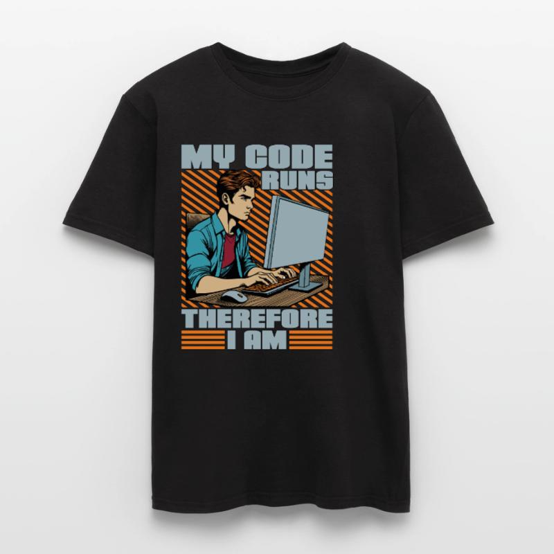 Coder My Code Runs Therefore I Am Web Developer Männer T-Shirt