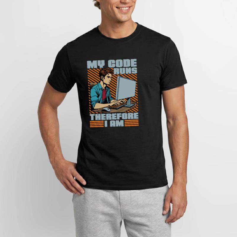 Coder My Code Runs Therefore I Am Web Developer Männer T-Shirt