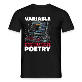Coder Variable Names Are My Poetry Programmer - Männer T-Shirt - Schwarz - Vorne - AI Model Male 178 light (178cm)