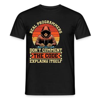 Coder Real Programmers Don't Comment Web Developer - Männer T-Shirt - Schwarz - Vorne - AI Model Male 178 light (178cm)