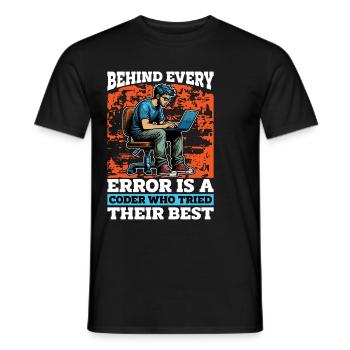 Coder Behind Every Error Is A Coder Web Developer - Men's T-Shirt - black - Front - AI Model Male 178 light (178cm)