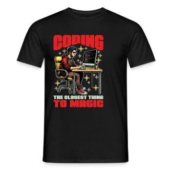 Coder Coding The Closest Thing To Magic Developer - Männer T-Shirt - Schwarz - Vorne - AI Model Male 178 light (178cm)