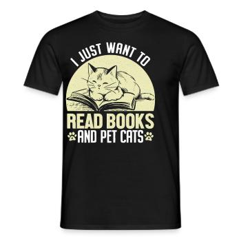 Ich möchte einfach nur Bücher lesen und Katzen retten - Männer T-Shirt - Schwarz - Vorne - AI Model Male 178 light (178cm)