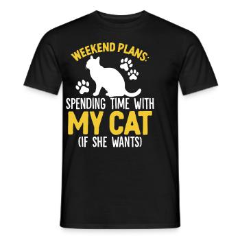 Spending Time With My Cat Rescue Foster Animal - Men's T-Shirt - black - Front - AI Model Male 178 light (178cm)
