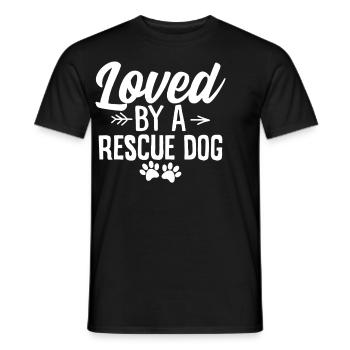 Aimé par un chien de sauvetage Chiot d’accueil Animal de sauvetage - T-shirt homme - noir - Devant - AI Model Male 178 light (178cm)