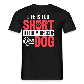 Only Rescue One Dog Puppy Sauvetage Animal d’accueil - T-shirt homme - noir - Devant - AI Model Male 178 light (178cm)