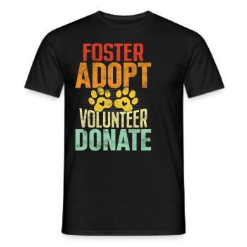 Foster Adopter Bénévole Faire un don Abri rétro - T-shirt homme - noir - Devant - AI Model Male 178 light (178cm)