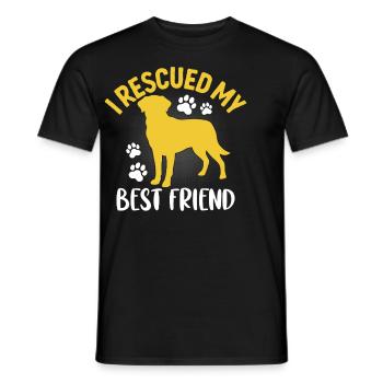 Ich habe meinen besten Freund gerettet Hund Welpen Rettungstier - Männer T-Shirt - Schwarz - Vorne - AI Model Male 178 light (178cm)