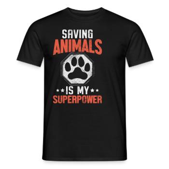 Saving Animals Is My Superpower Foster Animal - Men's T-Shirt - black - Front - AI Model Male 178 light (178cm)