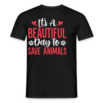 C’est une belle journée pour sauver un refuge pour animaux - T-shirt homme - noir - Devant - AI Model Male 178 light (178cm)