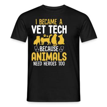 Les animaux ont besoin de héros trop drôles Vet Tech Animal - T-shirt homme - noir - Devant - AI Model Male 178 light (178cm)