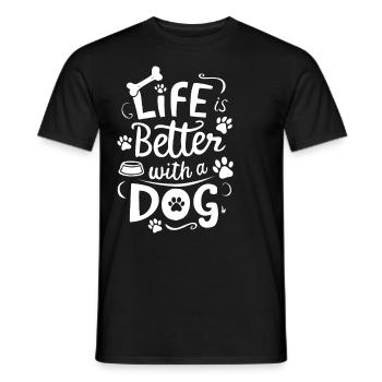 Das Leben ist besser mit einem Hund Welpe Hundebesitzer Tier - Männer T-Shirt - Schwarz - Vorne - AI Model Male 178 light (178cm)