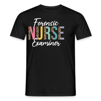 Forensic Nurse Examiner Half Leopard Funny RN - Men's T-Shirt - black - Front - AI Model Male 178 light (178cm)