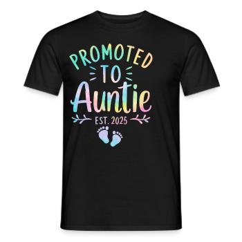 Promoted to Auntie 2025 Tie Dye Funny Auntie - Men's T-Shirt - black - Front - AI Model Male 178 light (178cm)