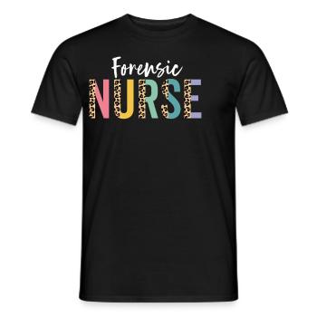 Forensic Nurse Half Leopard Healthcare Worker - Men's T-Shirt - black - Front - AI Model Male 178 light (178cm)