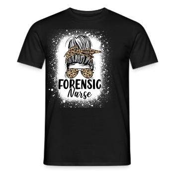 Forensic Nurse Messy Bun Leopard Funny Medical - Men's T-Shirt - black - Front - AI Model Male 178 light (178cm)