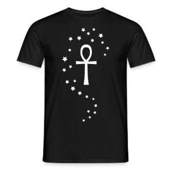 Lebensschluessel Kreuz + Sterne 1c - Männer T-Shirt - Schwarz - Vorne - AI Model Male 178 light (178cm)