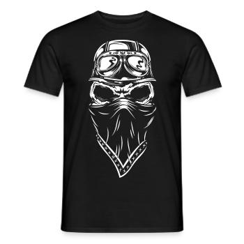 tête de mort 02 motocycliste métal mort motard 666 - T-shirt homme - noir - Devant - AI Model Male 178 light (178cm)