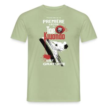 Taekwondo Art Martial, Première Leçon Self-Défense - T-shirt homme - vert sauge - Devant - AI Model Male 178 light (178cm)
