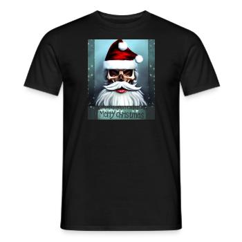 Merry Christmas Skull of Santa Claus with Beard - Men's T-Shirt - black - Front - AI Model Male 178 light (178cm)