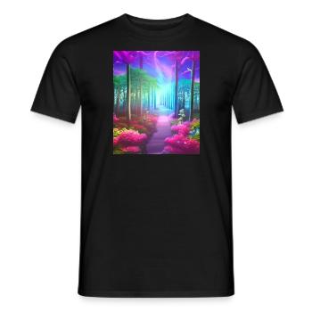 Cité forestière magique de conte de fées du futur - T-shirt homme - noir - Devant - AI Model Male 178 light (178cm)