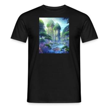 Magischer Märchenwald aus der Zukunft - Männer T-Shirt - Schwarz - Vorne - AI Model Male 178 light (178cm)