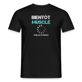 bientot Musclé cadeau Homme humour - T-shirt homme - noir - Devant - AI Model Male 178 light (178cm)