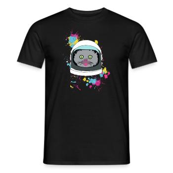 Space cat - Männer T-Shirt - Schwarz - Vorne - AI Model Male 178 light (178cm)