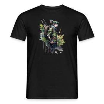 Post Apocalyptic Clad Adventurer - Men's T-Shirt - black - Front - AI Model Male 178 light (178cm)