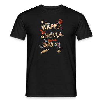 Weihnachts Kekse - Happy Holi Days - Männer T-Shirt - Schwarz - Vorne - AI Model Male 178 light (178cm)