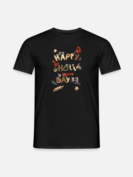 Weihnachts Kekse - Happy Holi Days - Männer T-Shirt - Schwarz