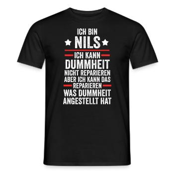 Nils - Männer T-Shirt - Schwarz - Vorne - AI Model Male 178 light (178cm)