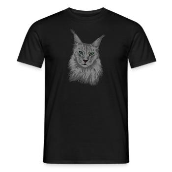 Maine Coon Katze - Männer T-Shirt - Schwarz - Vorne - AI Model Male 178 light (178cm)