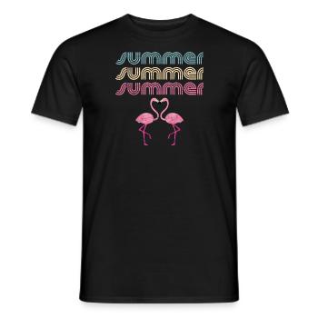Sommer Flamingo Retro Vintage 70er 80er Jahre Party - Männer T-Shirt - Schwarz - Vorne - AI Model Male 178 light (178cm)