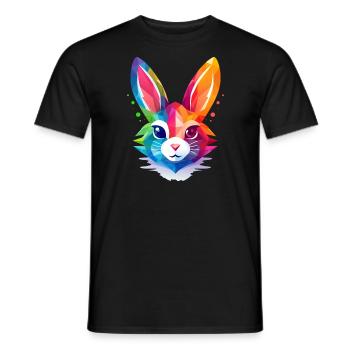 Polygon rabbits in rainbow colors - Men's T-Shirt - black - Front - AI Model Male 178 light (178cm)
