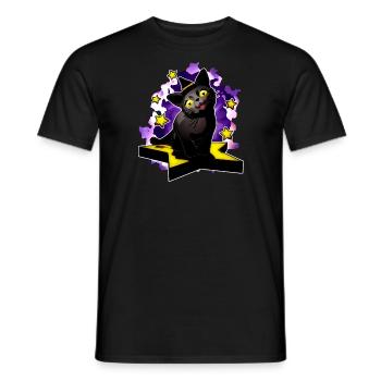 Black Star Wizard Kitten - Men's T-Shirt - black - Front - AI Model Male 178 light (178cm)