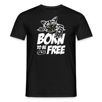 Cat Lover Born To Be Free - Männer T-Shirt - Schwarz - Vorne - AI Model Male 178 light (178cm)
