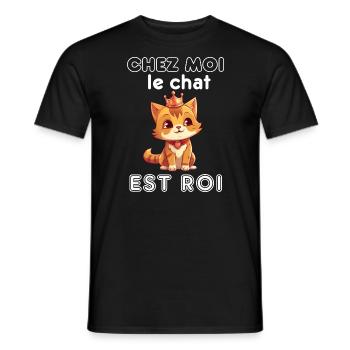 Fan Chat Félin Animal Passion Animaux Chaton Race - T-shirt homme - noir - Devant - AI Model Male 178 light (178cm)