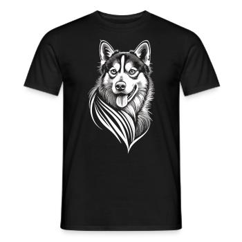 Pure elegance: The Husky in white - Men's T-Shirt - black - Front - AI Model Male 178 light (178cm)