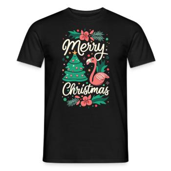 Flamingo zur Weihnachtszeit - Unvergesslich Feier - Männer T-Shirt - Schwarz - Vorne - AI Model Male 178 light (178cm)