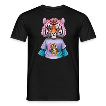 Tiger Kind mit Tiger shirt - Männer T-Shirt - Schwarz - Vorne - AI Model Male 178 light (178cm)