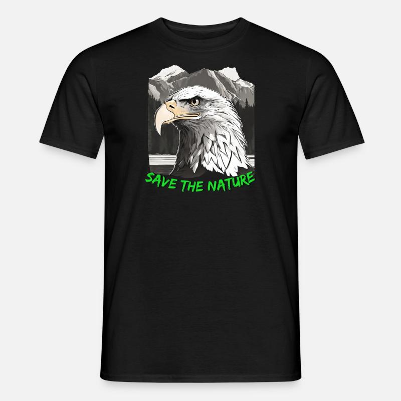 Adlerkopf "Save the Nature" - Männer T-Shirt - Schwarz