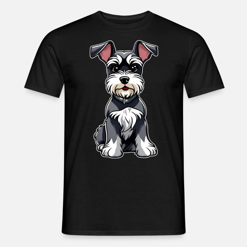 Mignon petit chien schnauzer - T-shirt homme - noir