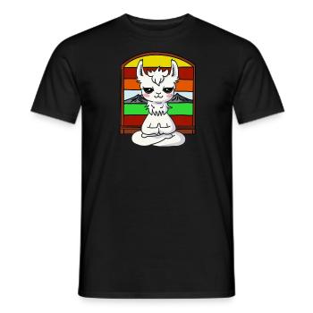 Lama macht Yoga vor dem Fenster - Männer T-Shirt - Schwarz - Vorne - AI Model Male 178 light (178cm)