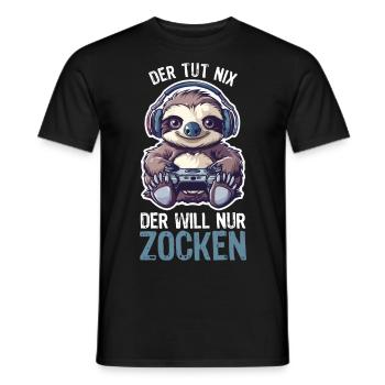Gamer Faultier Der tut nix der will nur zocken - Männer T-Shirt - Schwarz - Vorne - AI Model Male 178 light (178cm)