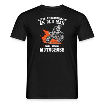 Never Underestimate An Old Man Who Loves Motocross - Men's T-Shirt - black - Front - AI Model Male 178 light (178cm)